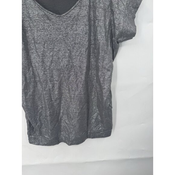 Eileen Fisher Metallic Silver Linen Jersey Drape Fit T-Shirt Women PP Minimalist - Picture 7 of 7